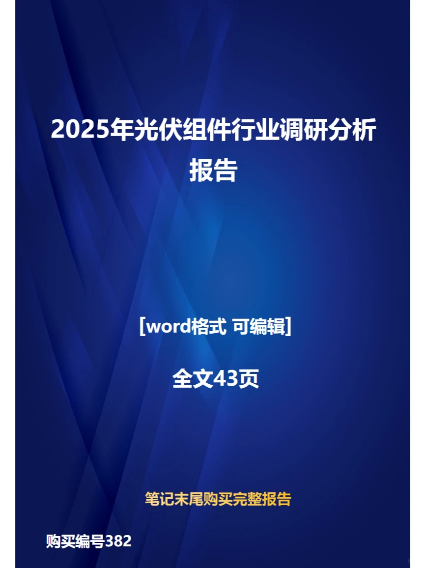 2025年光伏组件行业调研分析报告