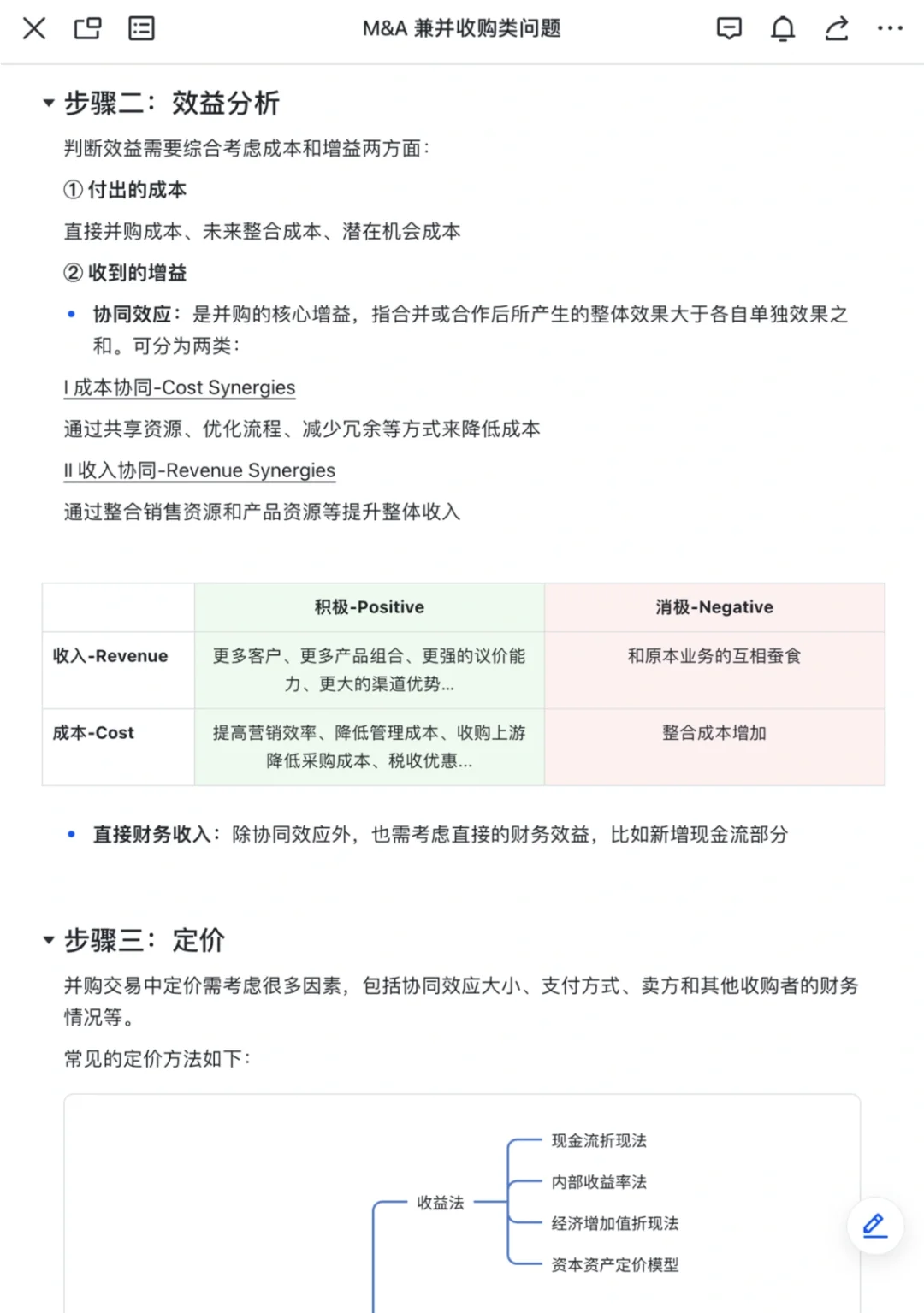 战略咨询干货|M&A并购类问题框架