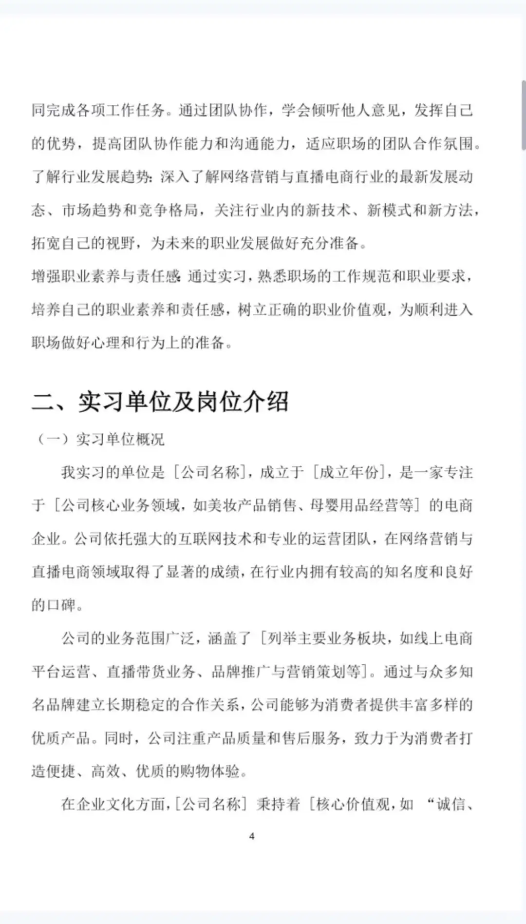 网络营销与直播电商实习报告