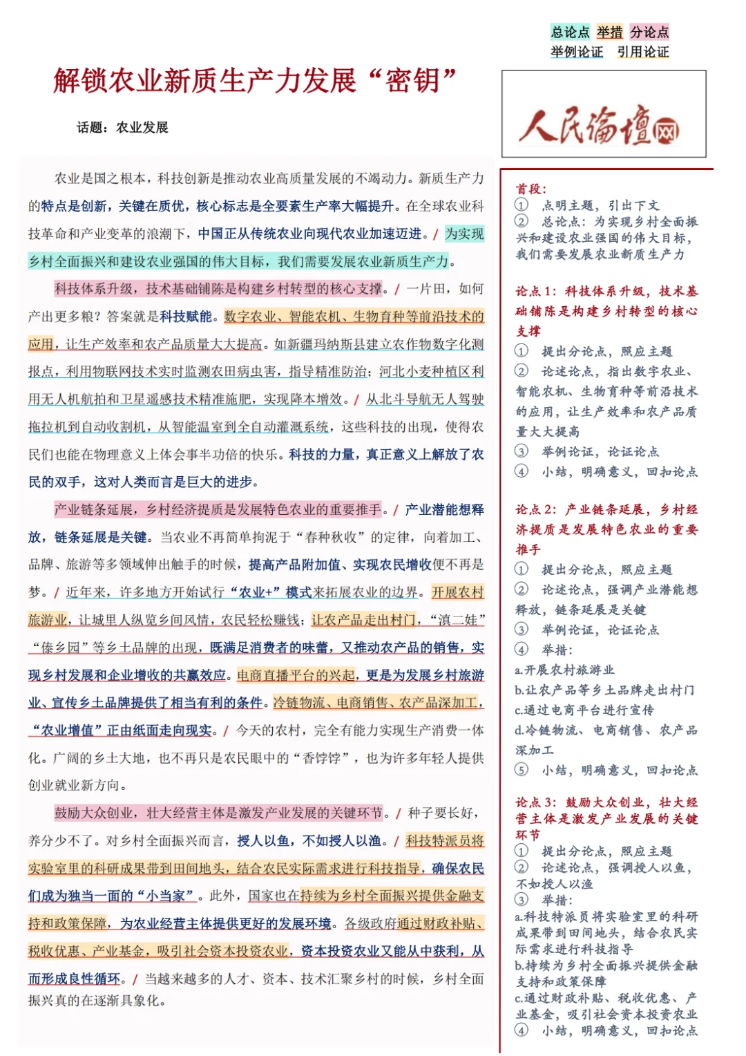 申论热点范文：农业发展