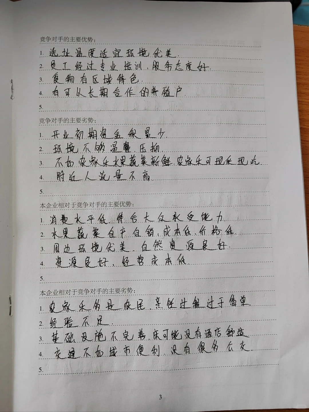SIYB创业计划书 农家乐