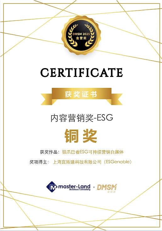 ESG奖项|DMSM 2025内容营销奖-ESG铜奖
