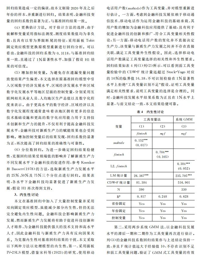 金融科技赋能新质生产力发展的实证分析