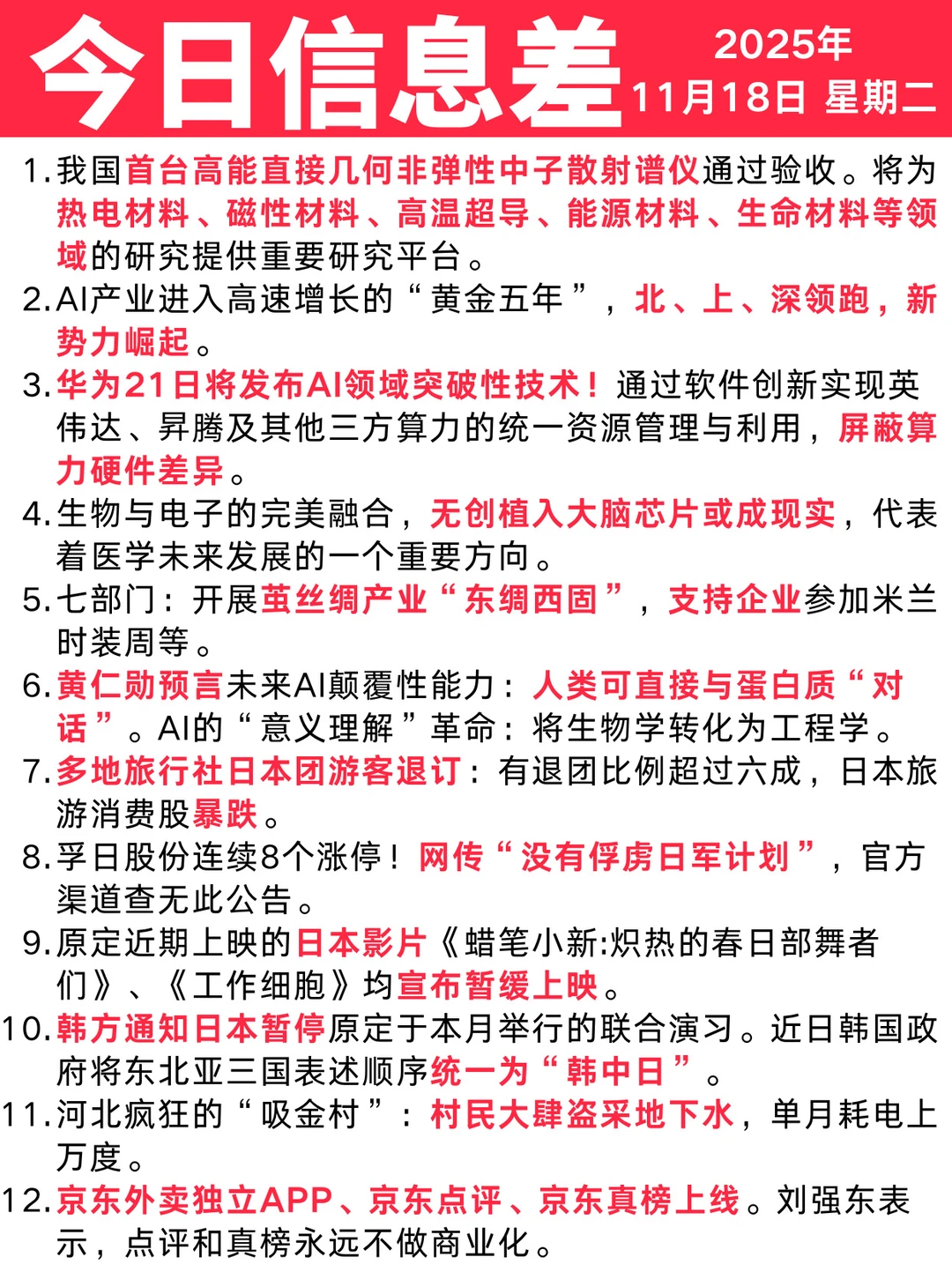 今日信息差｜11 ?️ 18 日