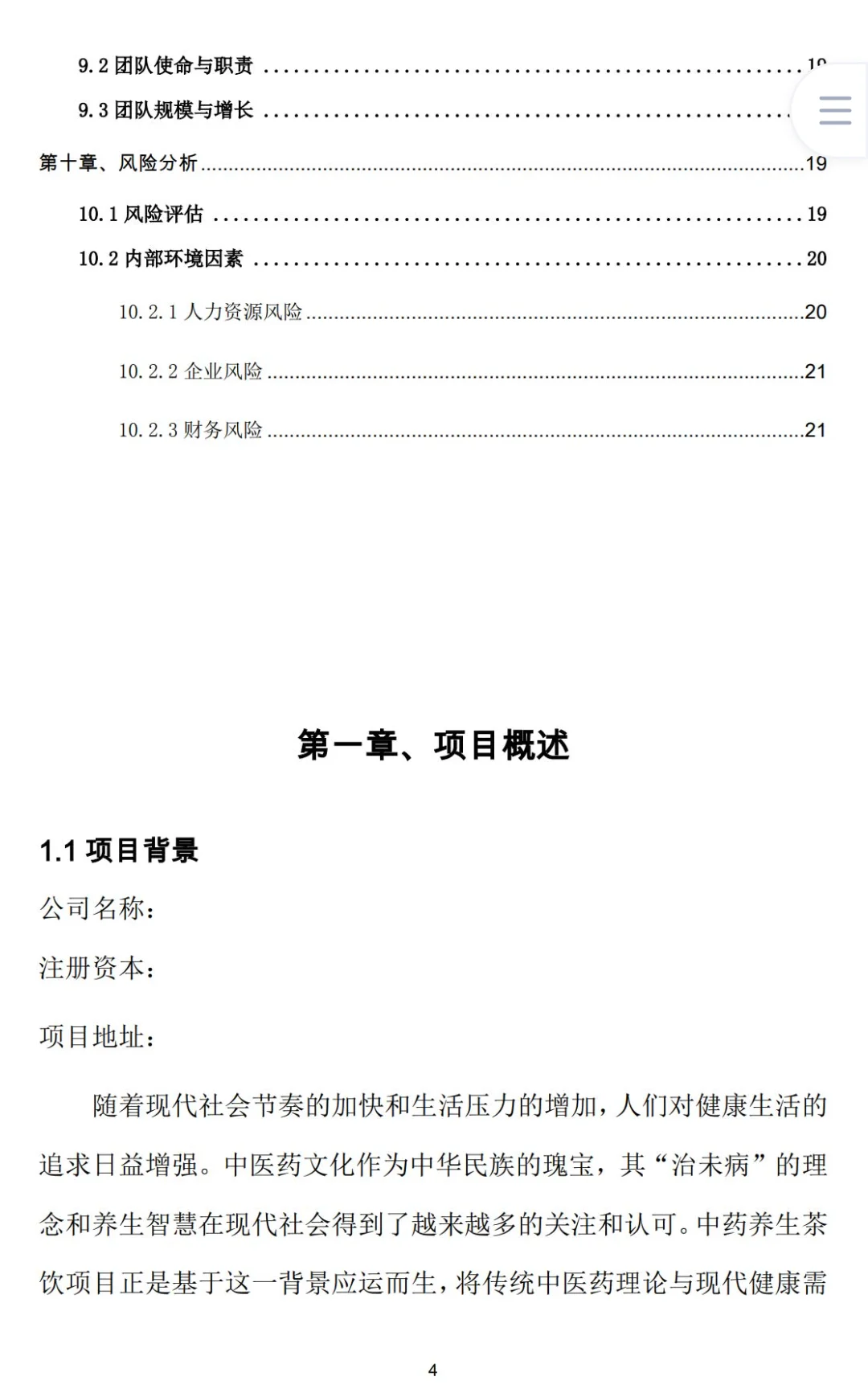 《中药养生茶饮》商业计划书Word➕PPT