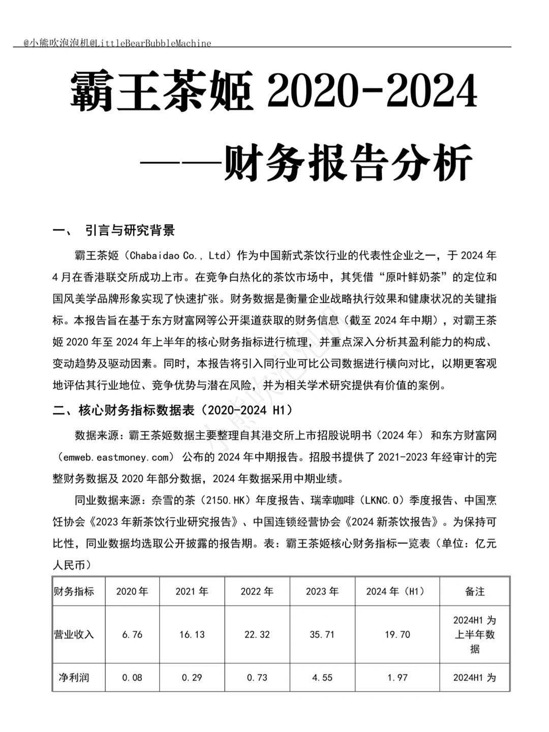 霸王茶姬2020-2024年财务报告分析分享✅