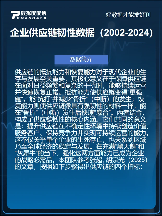 学术党狂喜!供应链韧性面板数据直接抄作业