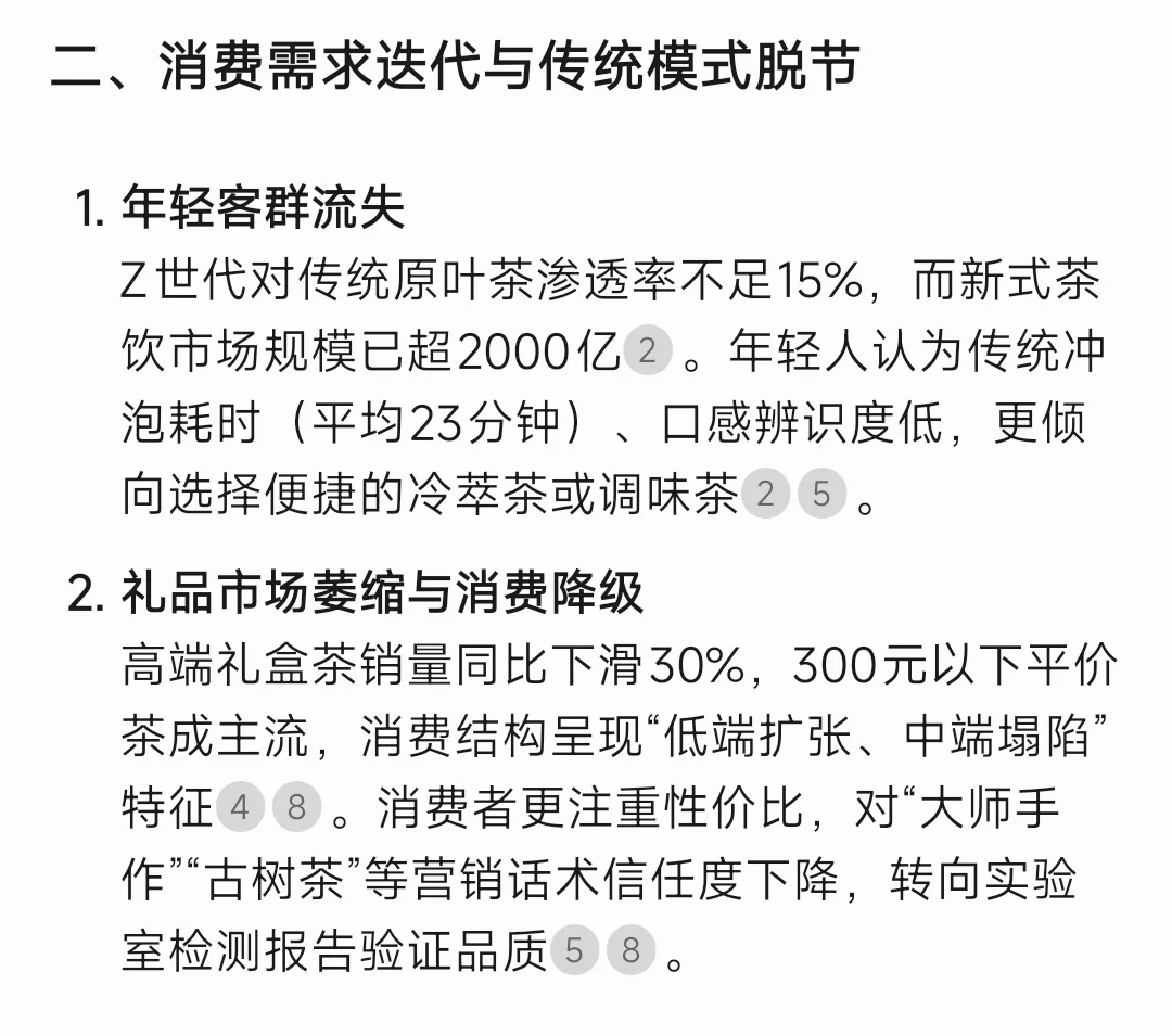 茶行业今年萎缩的原因，欢迎补充