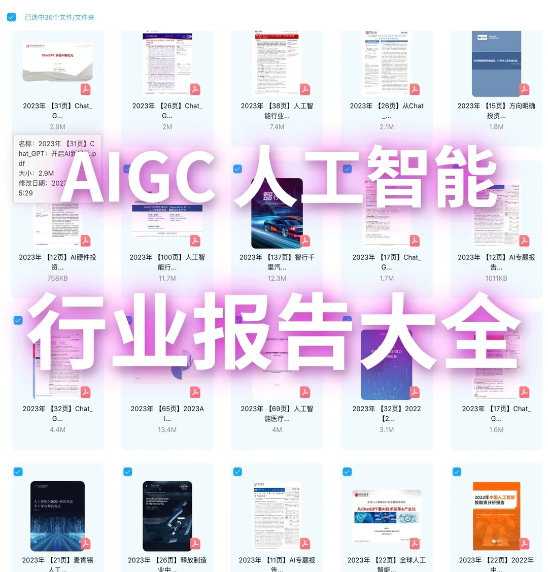 爆肝整理‼️超30篇AIGC行业分析报告