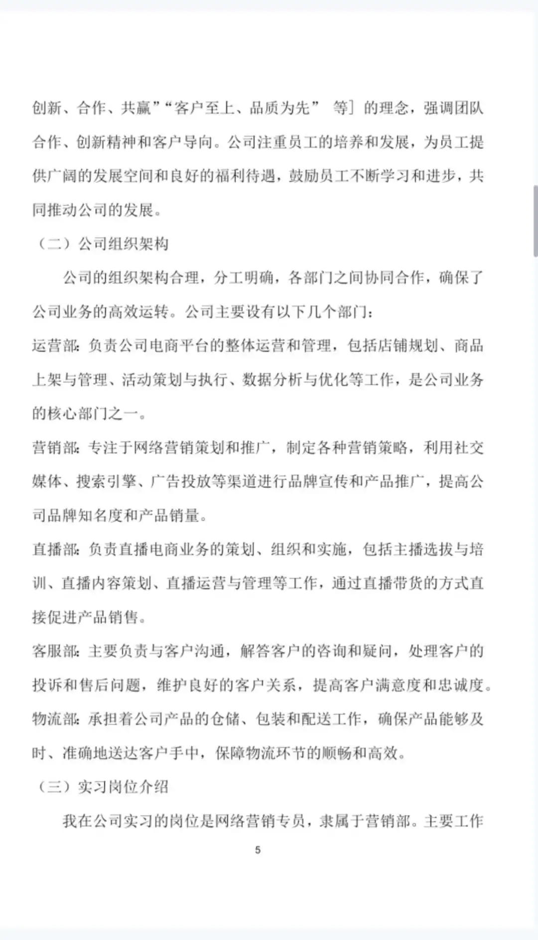 网络营销与直播电商实习报告