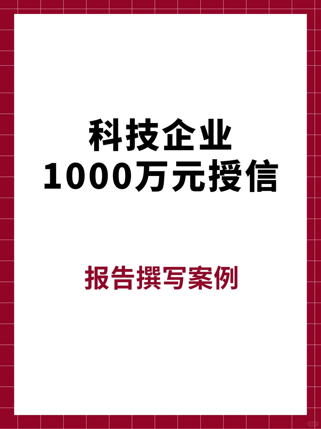 科技型企业授信报告案例