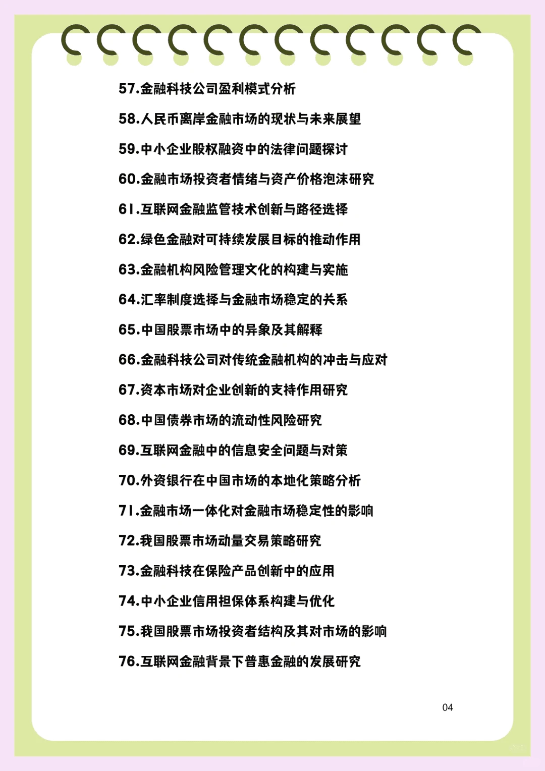 金融专业还没选题的宝子一定要刷到哇！！！