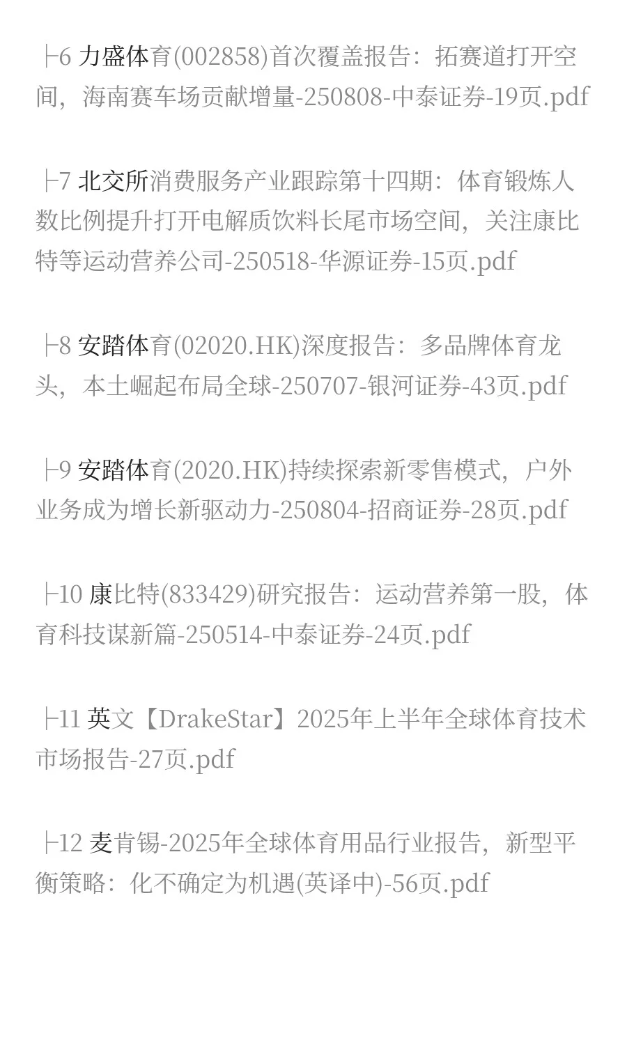 2025年体育市场分析报告（12份）