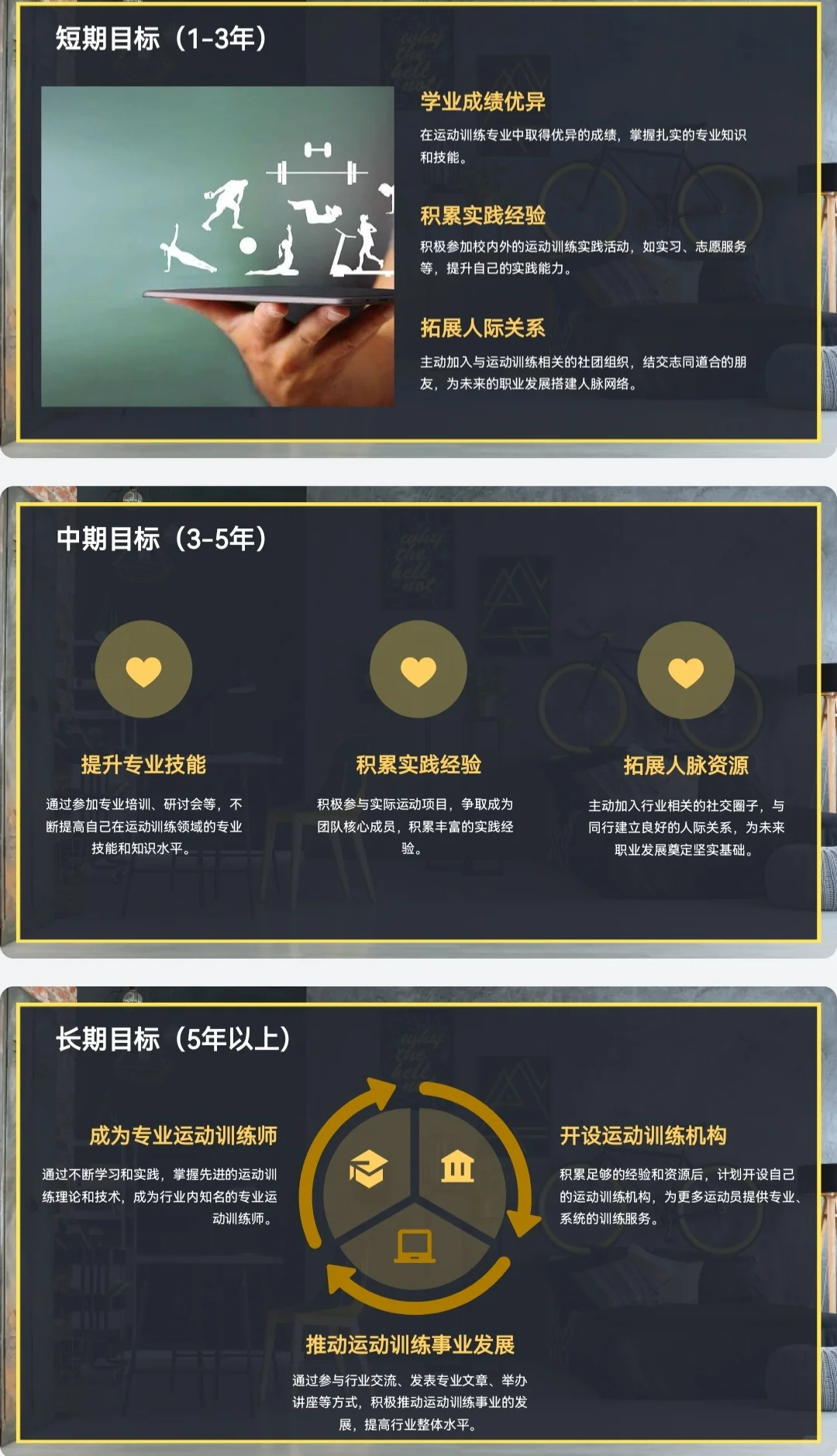运动训练大学生职业生涯规划书PPT
