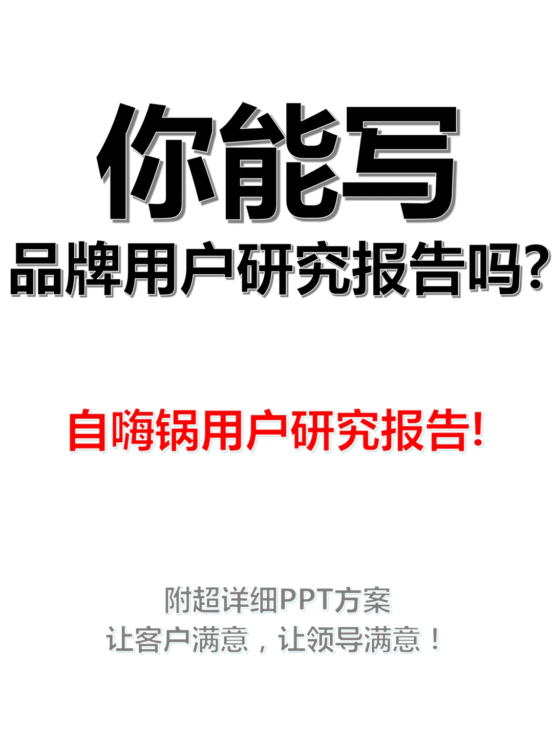 你能写品牌用户研究报告吗？㊙️自嗨锅研究案！