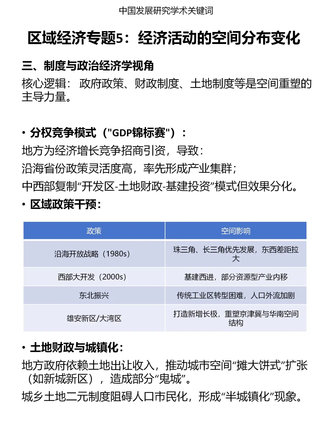 发展研究专题：区域经济（5）