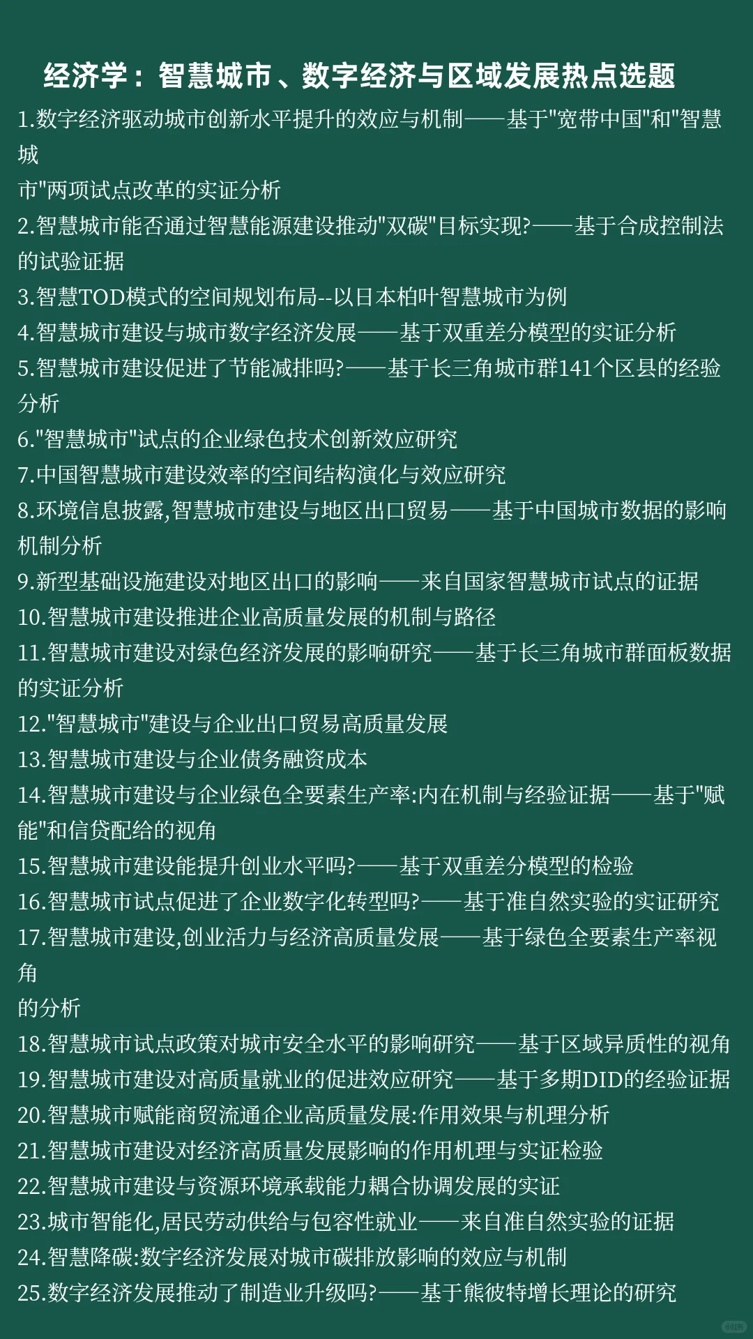 经济学热点选题：智慧城市、数字区域发展