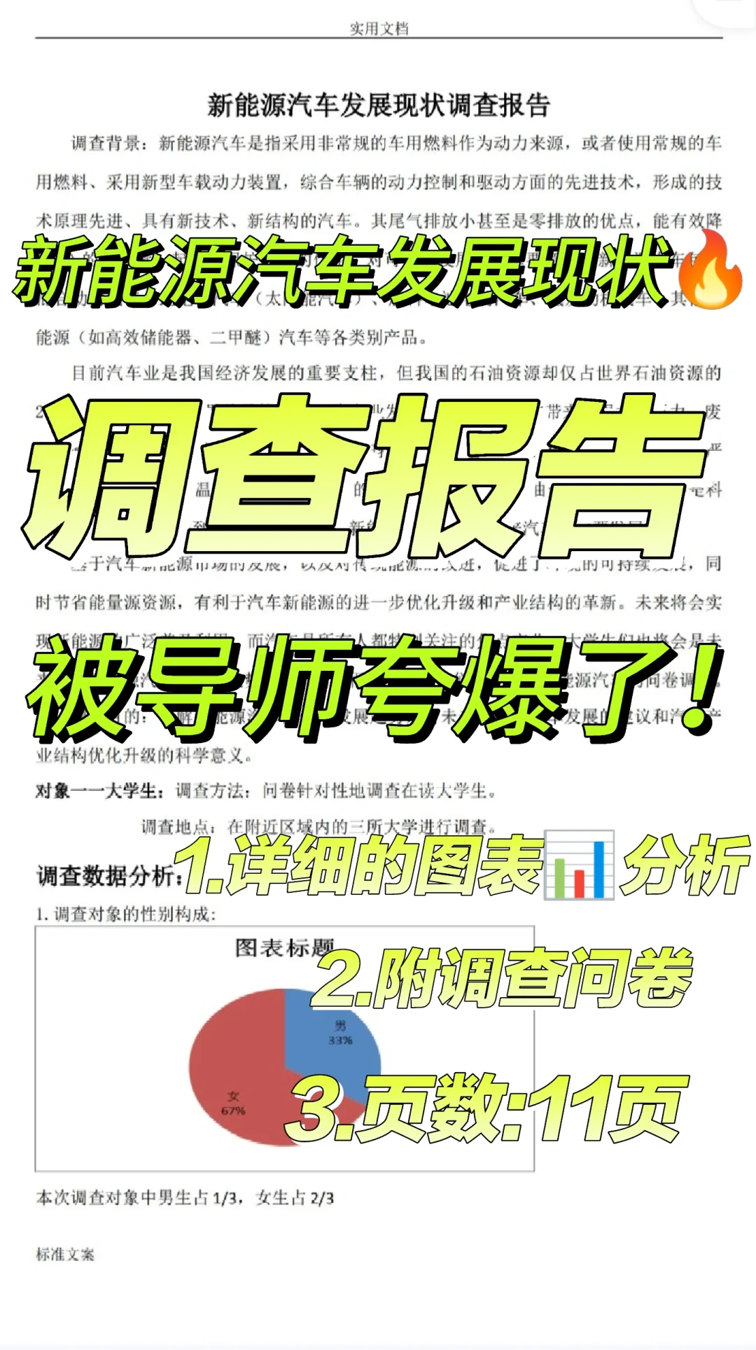 被老师夸爆了！新能源汽车发展现状调查报告