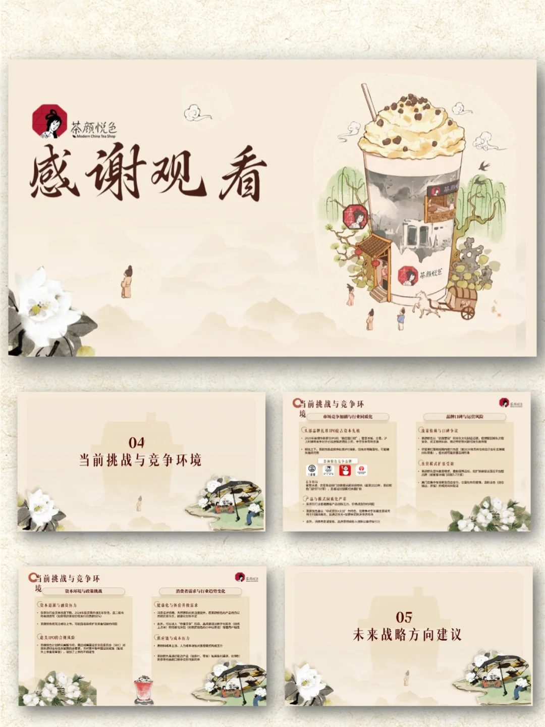 茶颜悦色品牌介绍调研分析PPT模板|国风茶饮