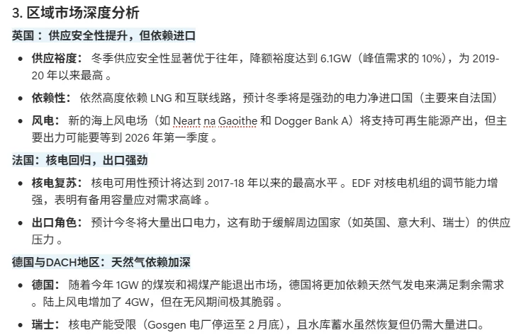 2025-26年冬季欧洲电力市场展望