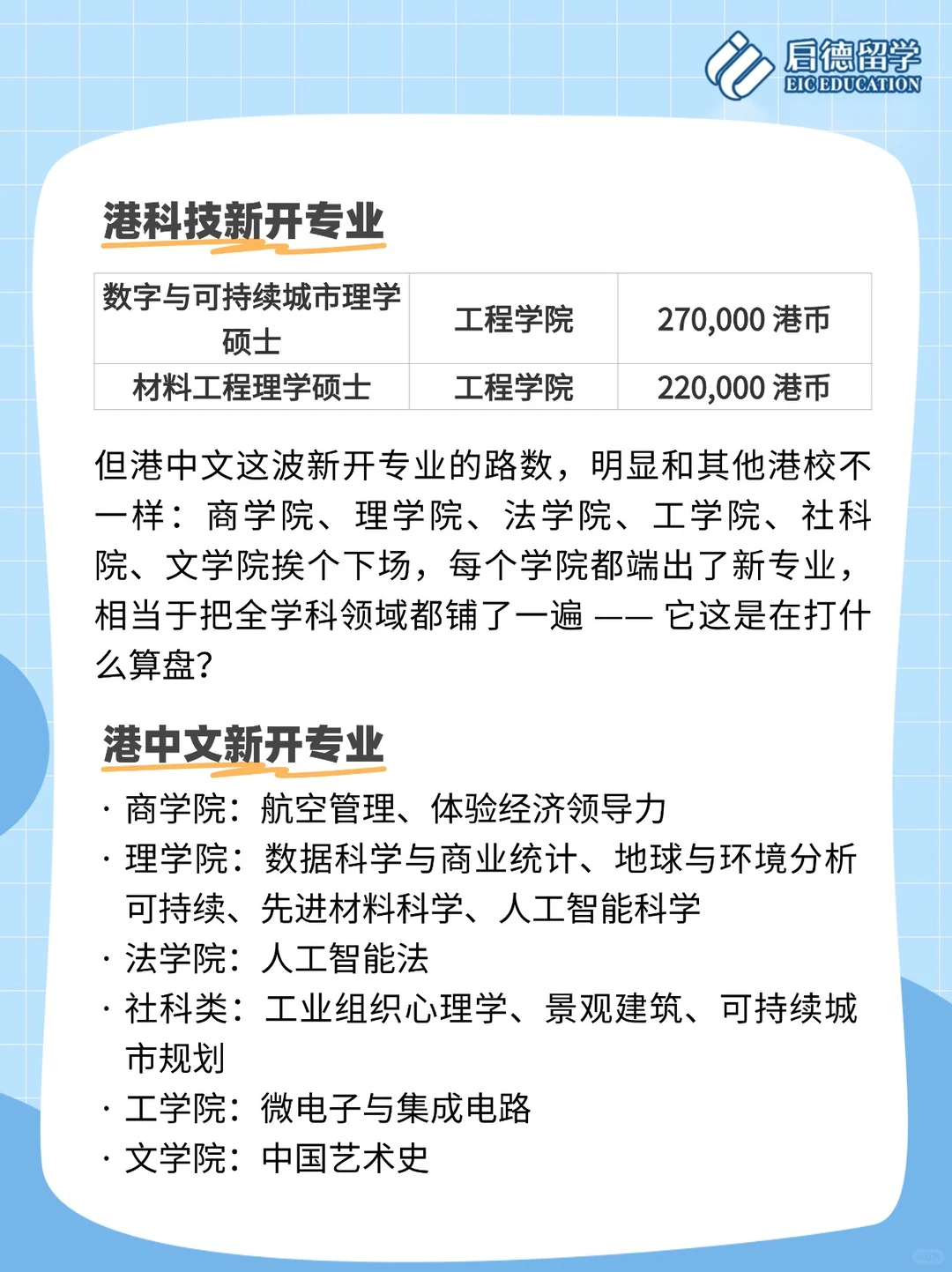 港中文放大招！新增12个新专业学费不到20万