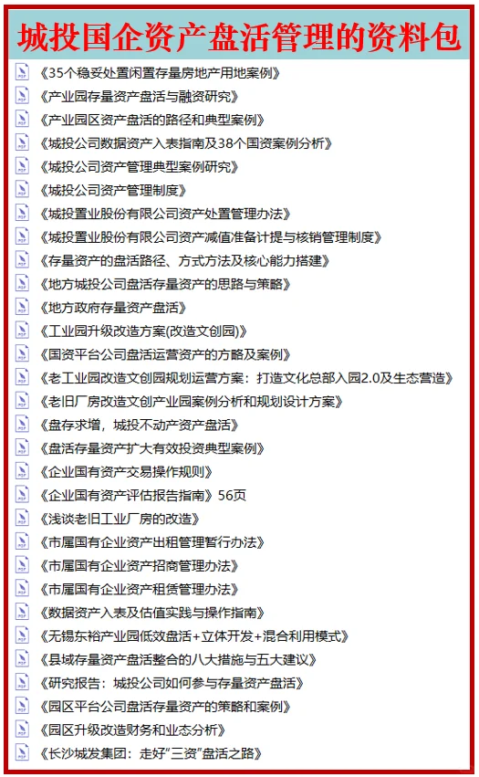 城投公司资产管理典型案例研究！
