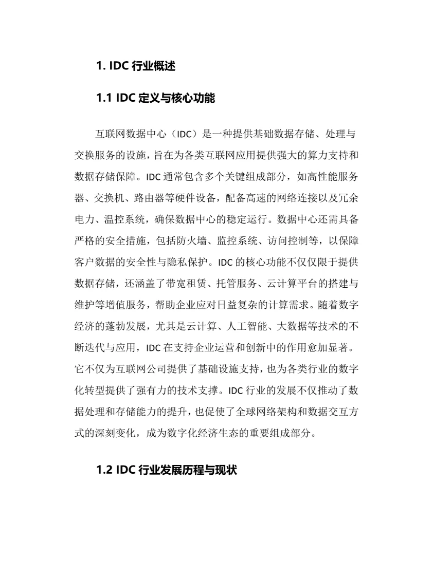 2025年IDC行业调研分析报告