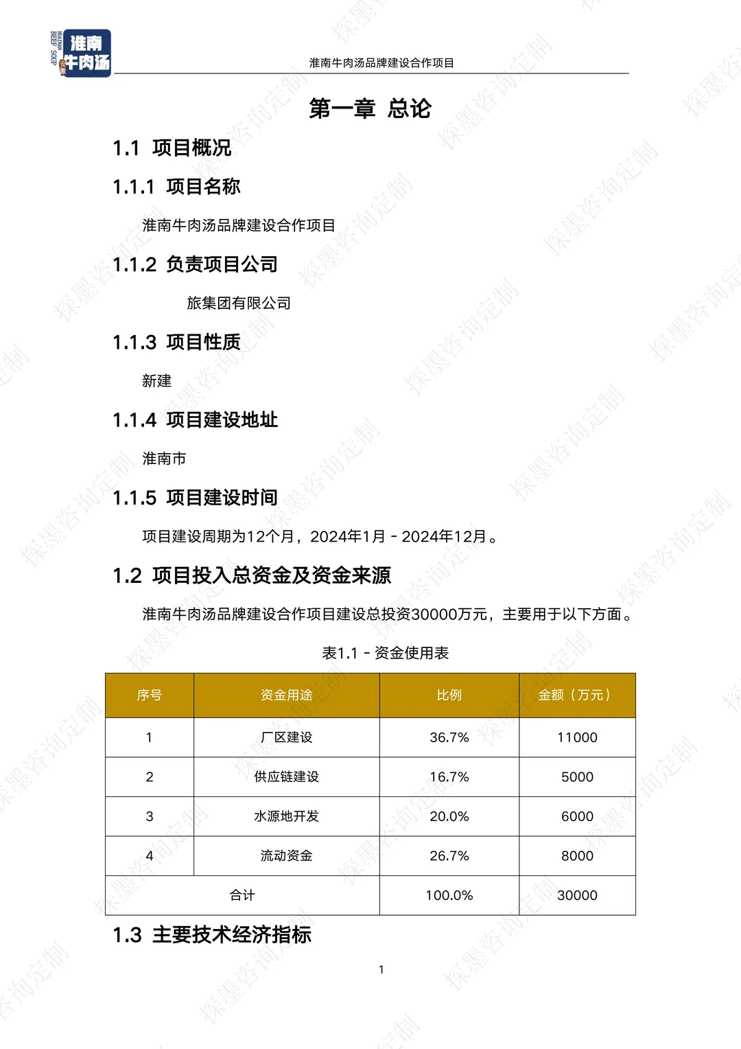 淮南牛肉汤品牌建设合作项目可行性报告
