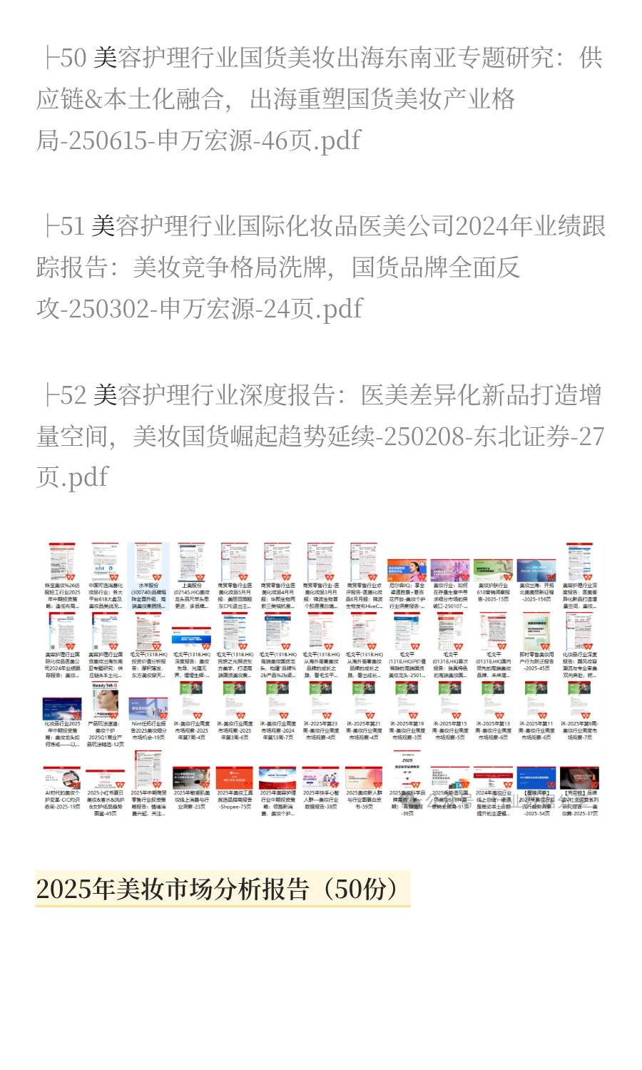 2025年美妆市场分析报告(50份)?