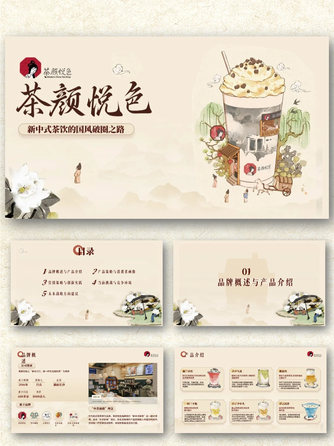 茶颜悦色品牌介绍调研分析PPT模板|国风茶饮
