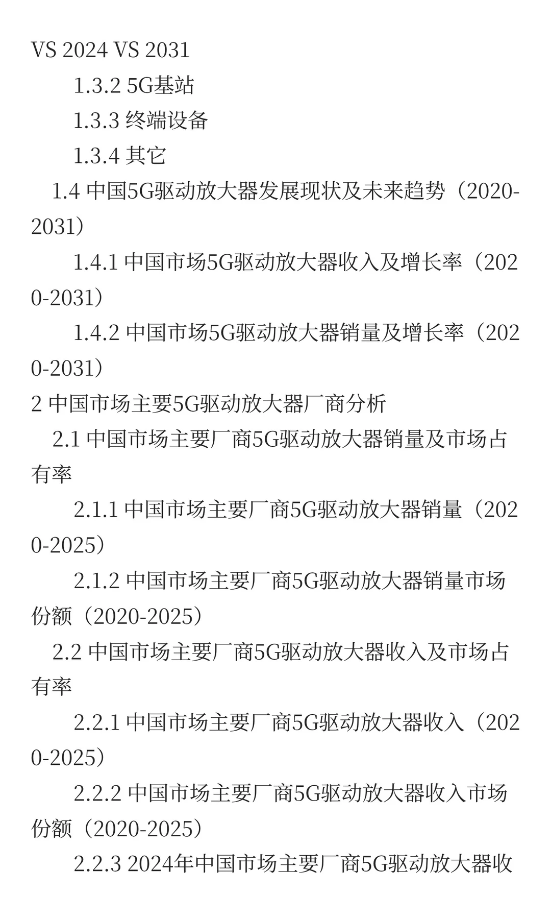 2025年5G驱动放大器市场预测中国版