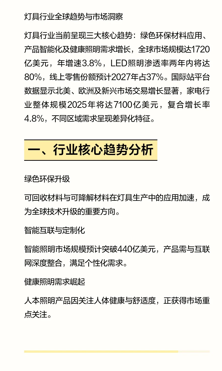 灯具及家电行业全球趋势洞察，抢占绿色 智