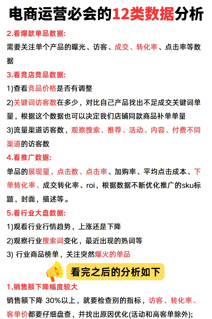 电商运营必会的12类数据分析(表格附赠)