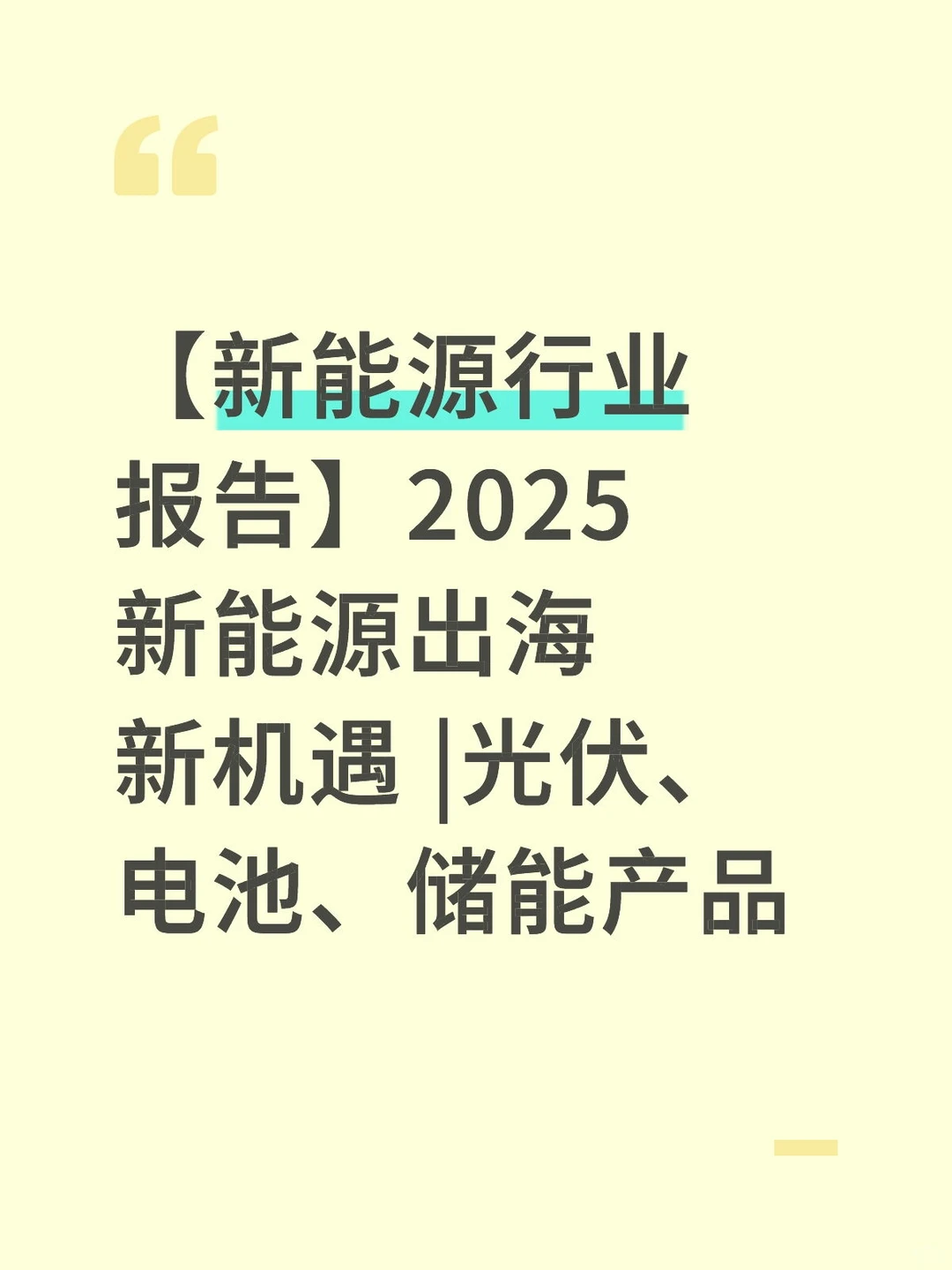 新能源外贸行业报告
