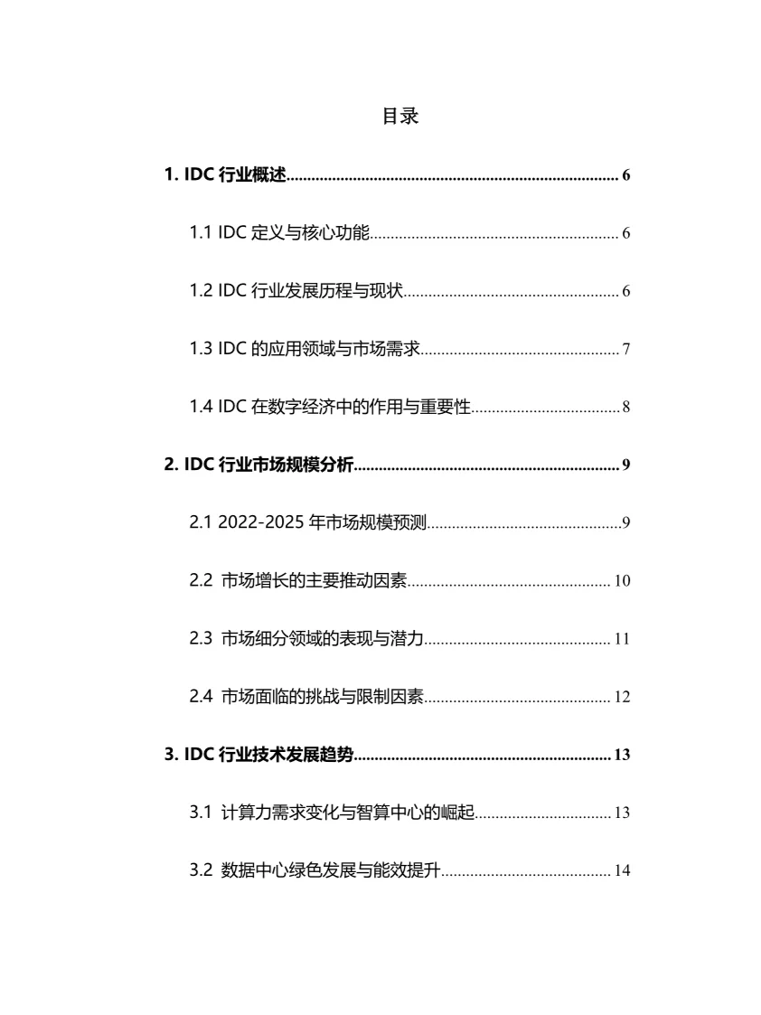 2025年IDC行业调研分析报告