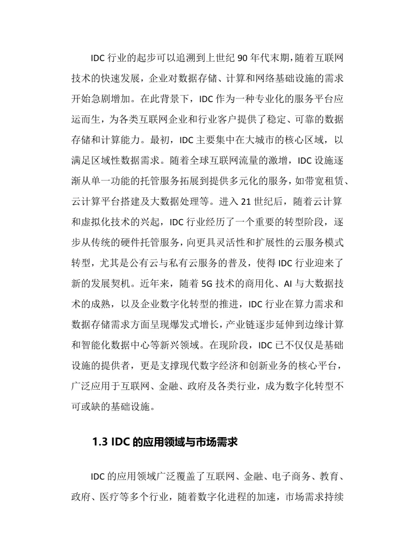 2025年IDC行业调研分析报告