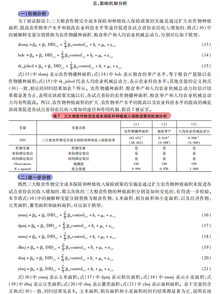 主粮保险改革能增收?三重路径揭秘!DID!