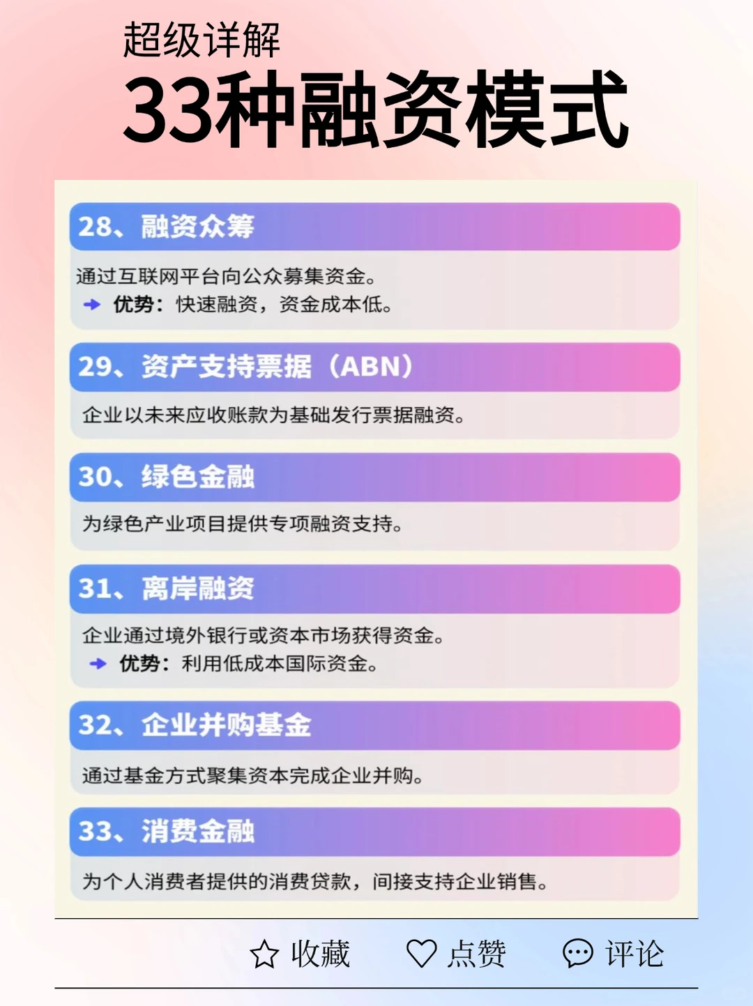 超级详解33种融资模式❗️学习企业融资。