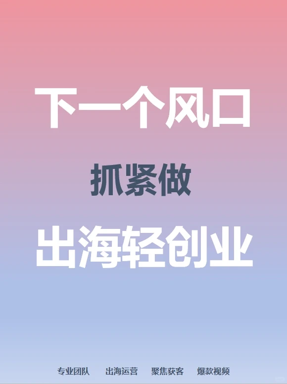 下一个风口布局出海,抓住轻创业❗️