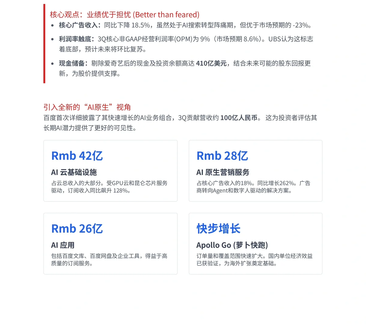 瑞银研报,百度财报解读,至暗时刻或许已过