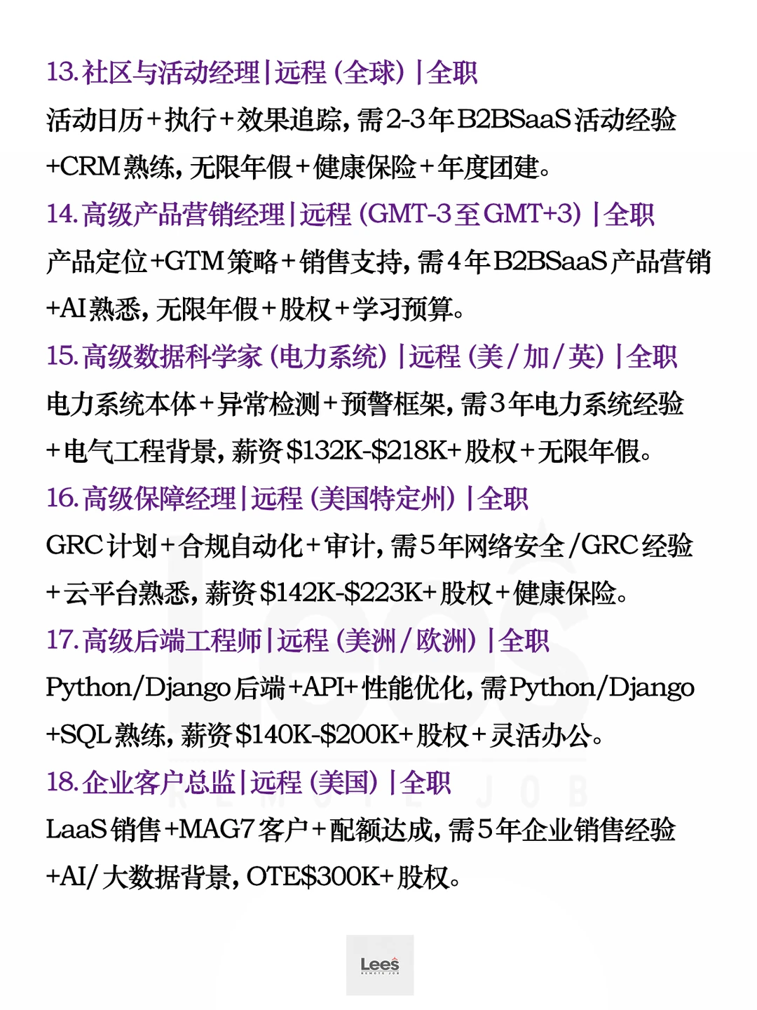 海外高薪远程岗:42个丨全职/兼职/项目制