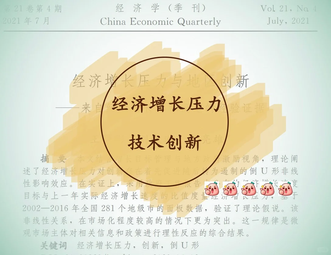 【环境经济】经济增长压力To地区创新
