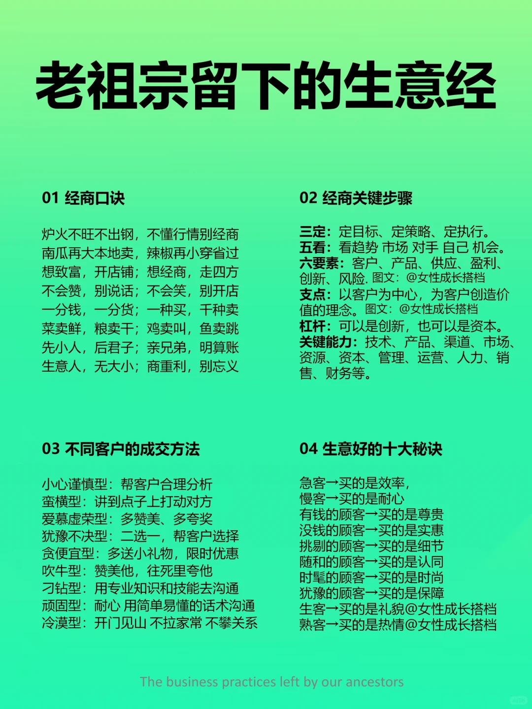 老祖宗留下来的生意经