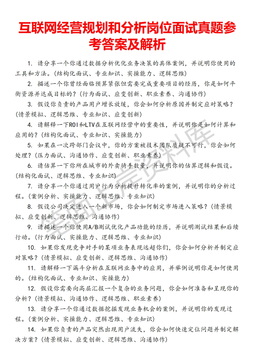 经营规划和分析