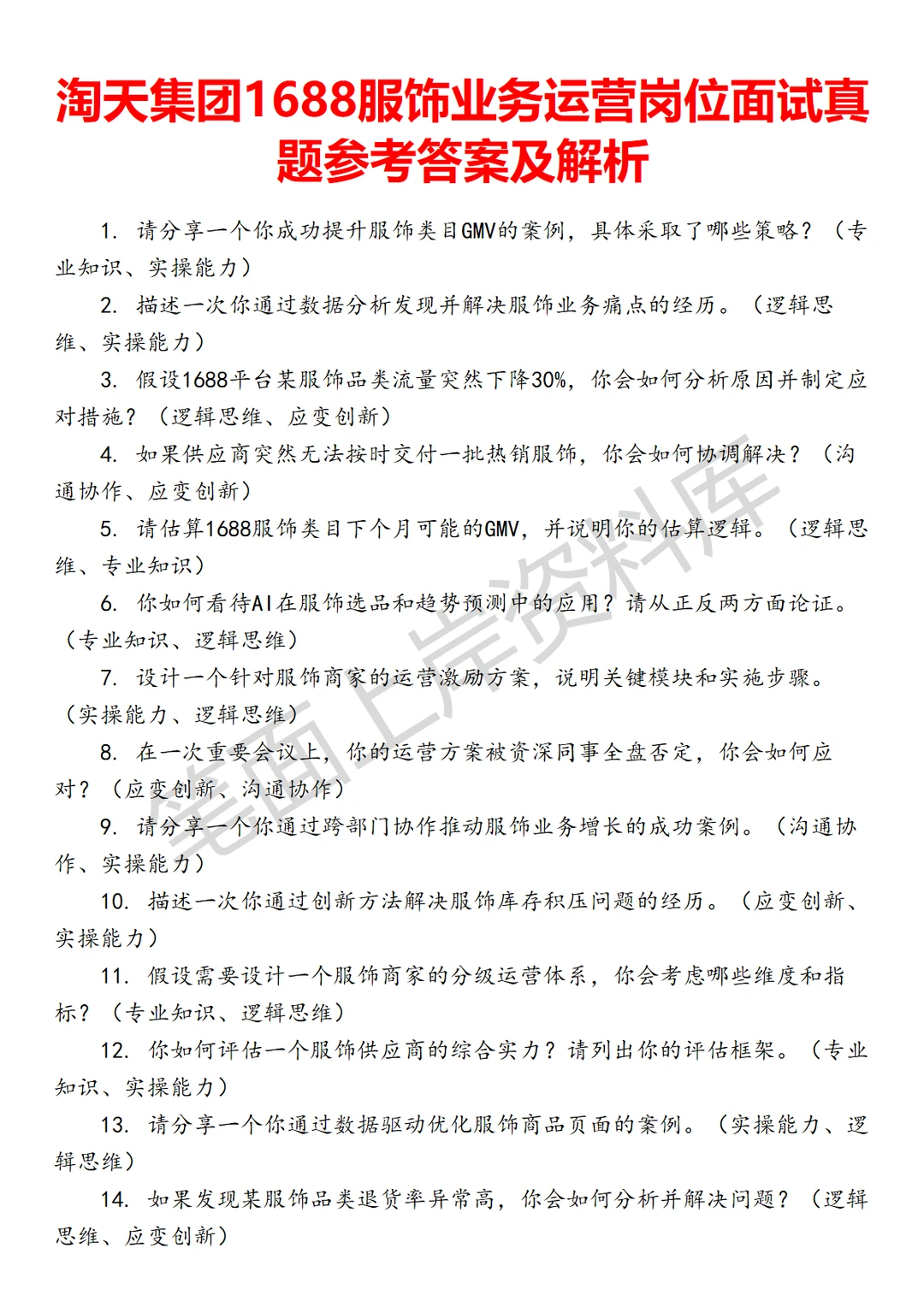 淘天集团1688服饰业务运营