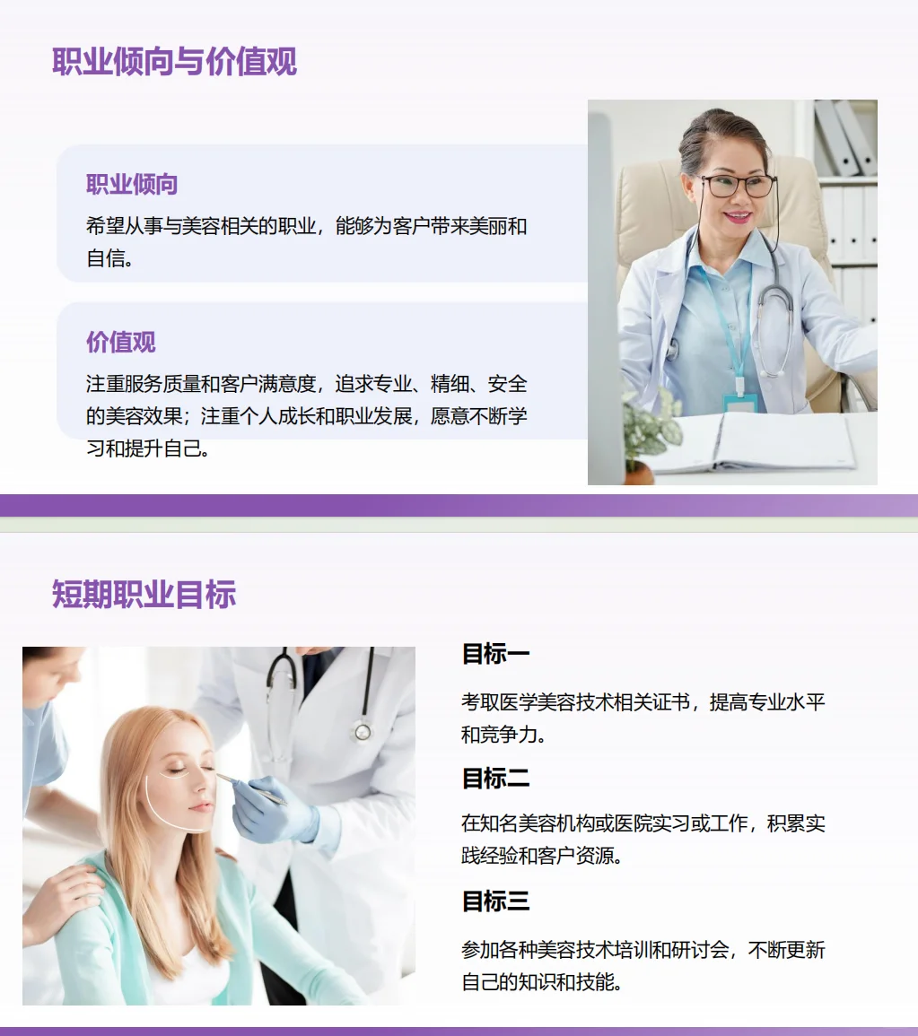 《医学美容技术职业生涯规划书》PPT