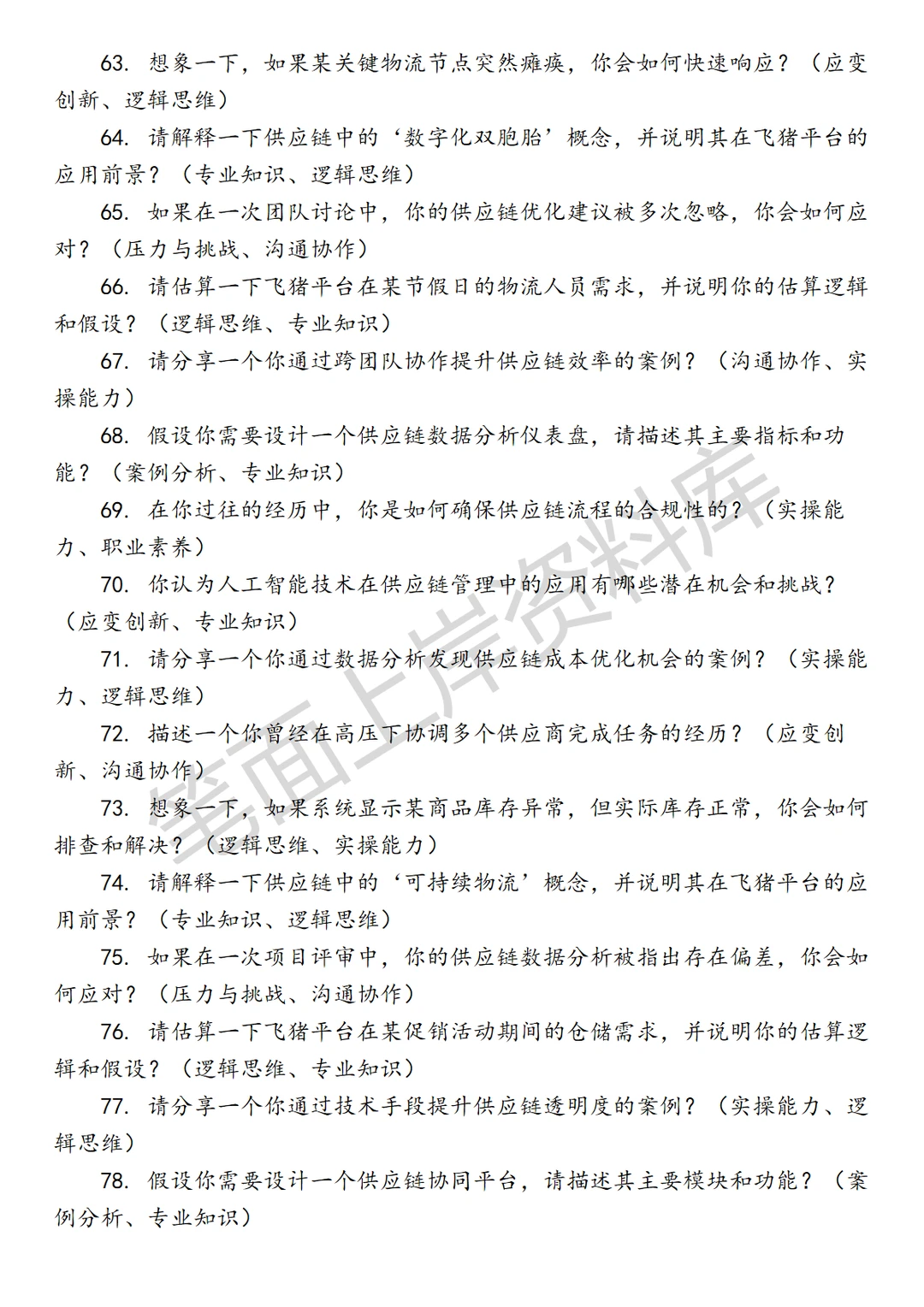 飞猪供应链运营实习生