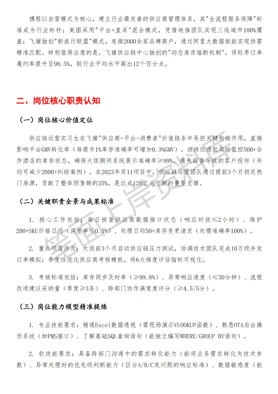飞猪供应链运营实习生