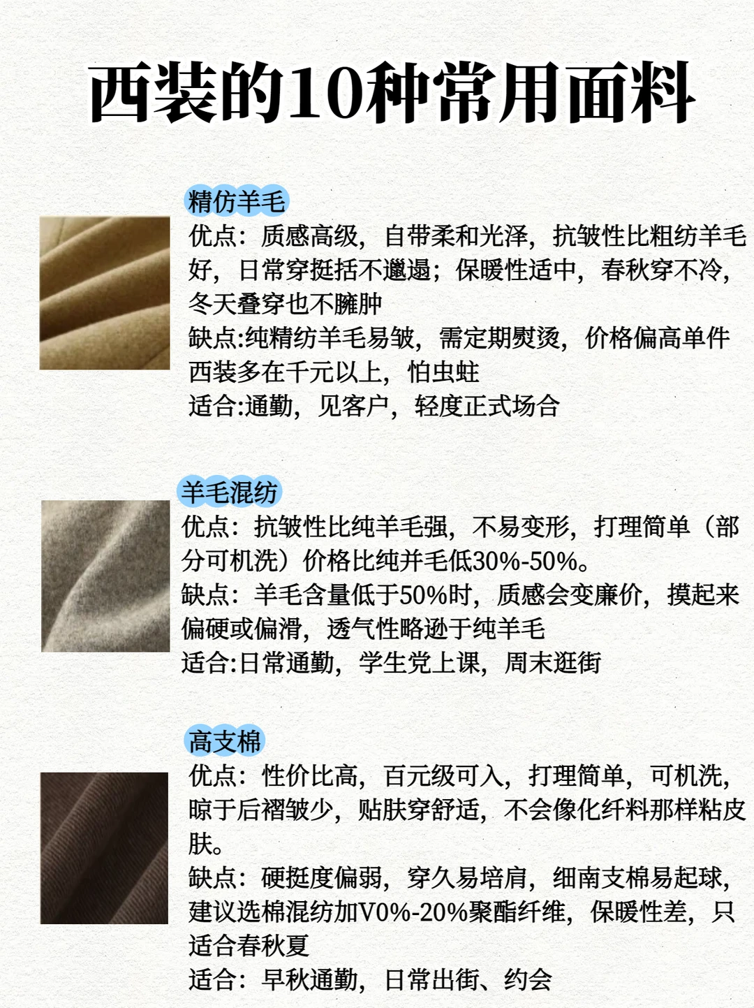 吐血整理｜常见西装面料✨小白选衣不踩雷
