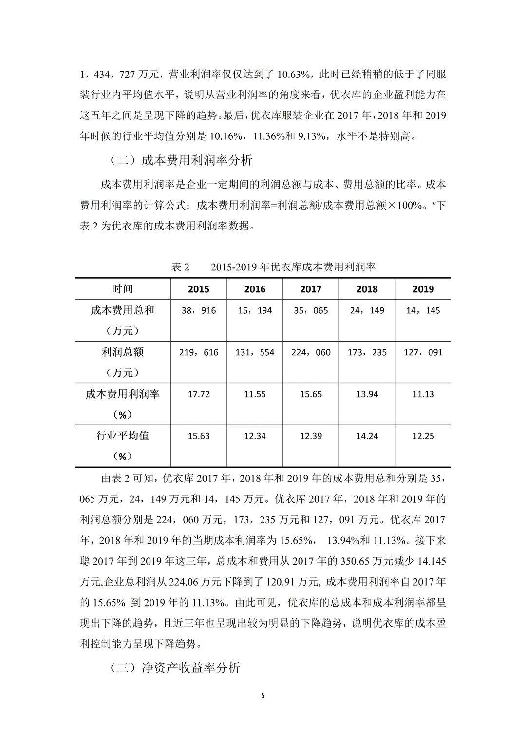 财务管理论文|优衣库服装企业盈利能力分析